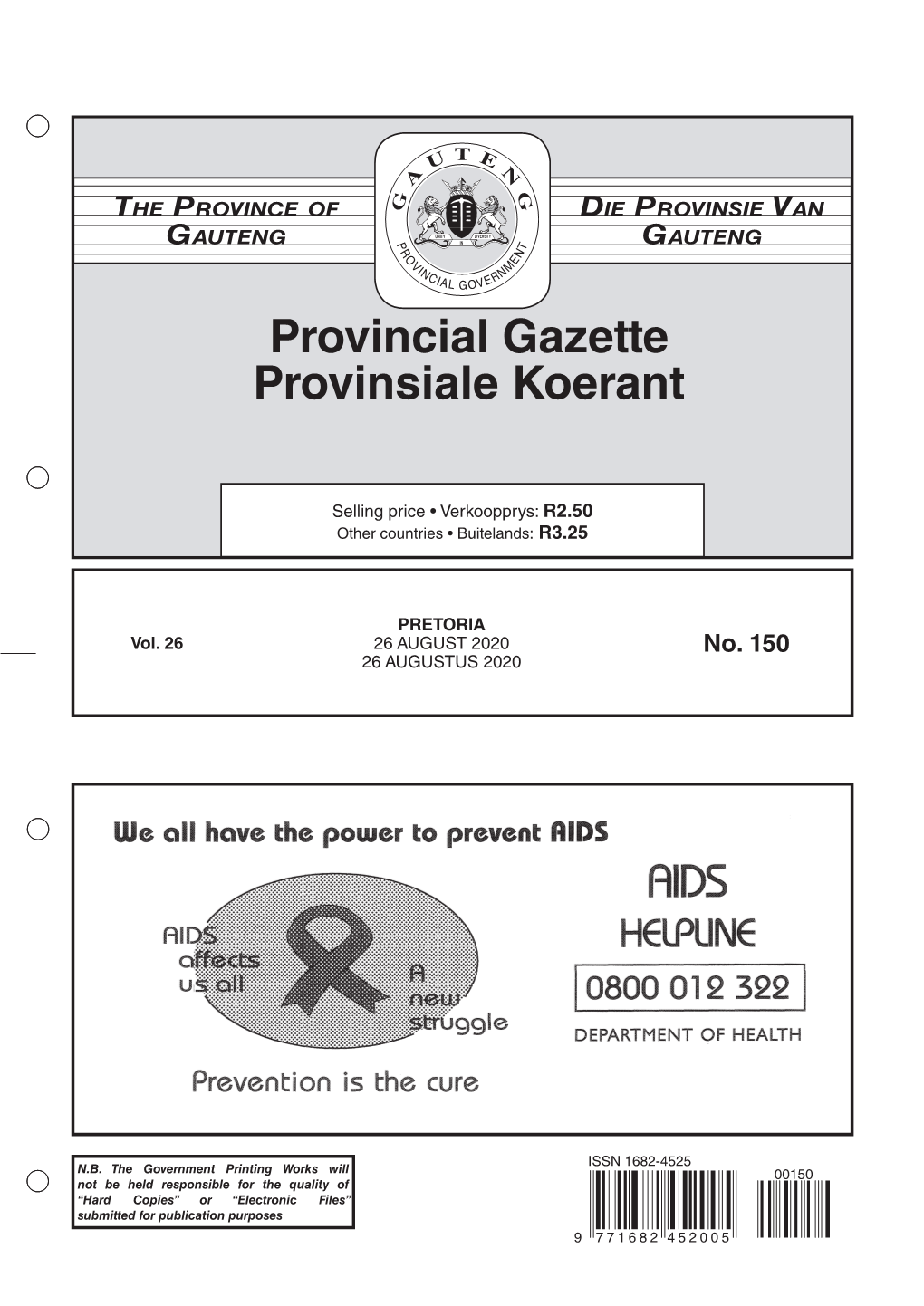 Provincial Gazette Provinsiale Koerant