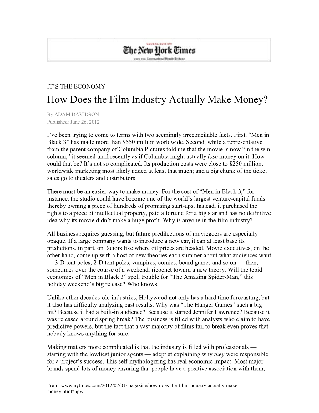 How Does the Film Industry Actually Make Money?