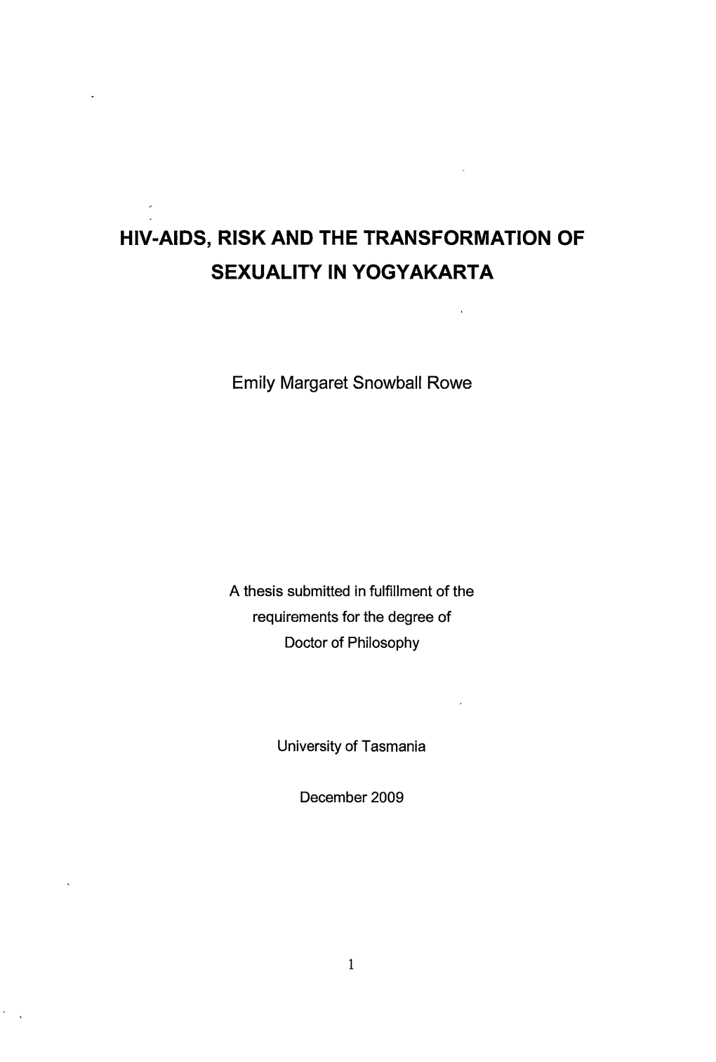 Hiv-Aids, Risk and the Transformation of Sexuality in Yogyakarta