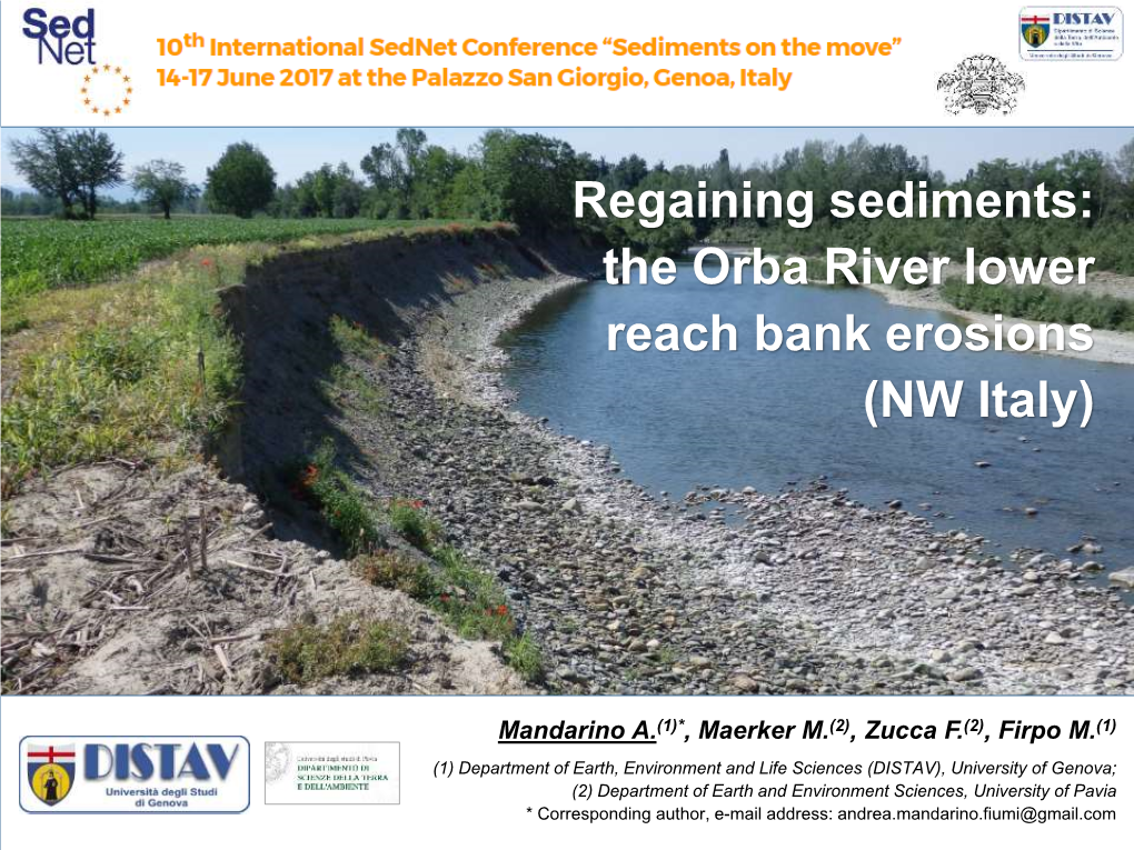 The Orba River Lower Reach Bank Erosions (NW Italy)