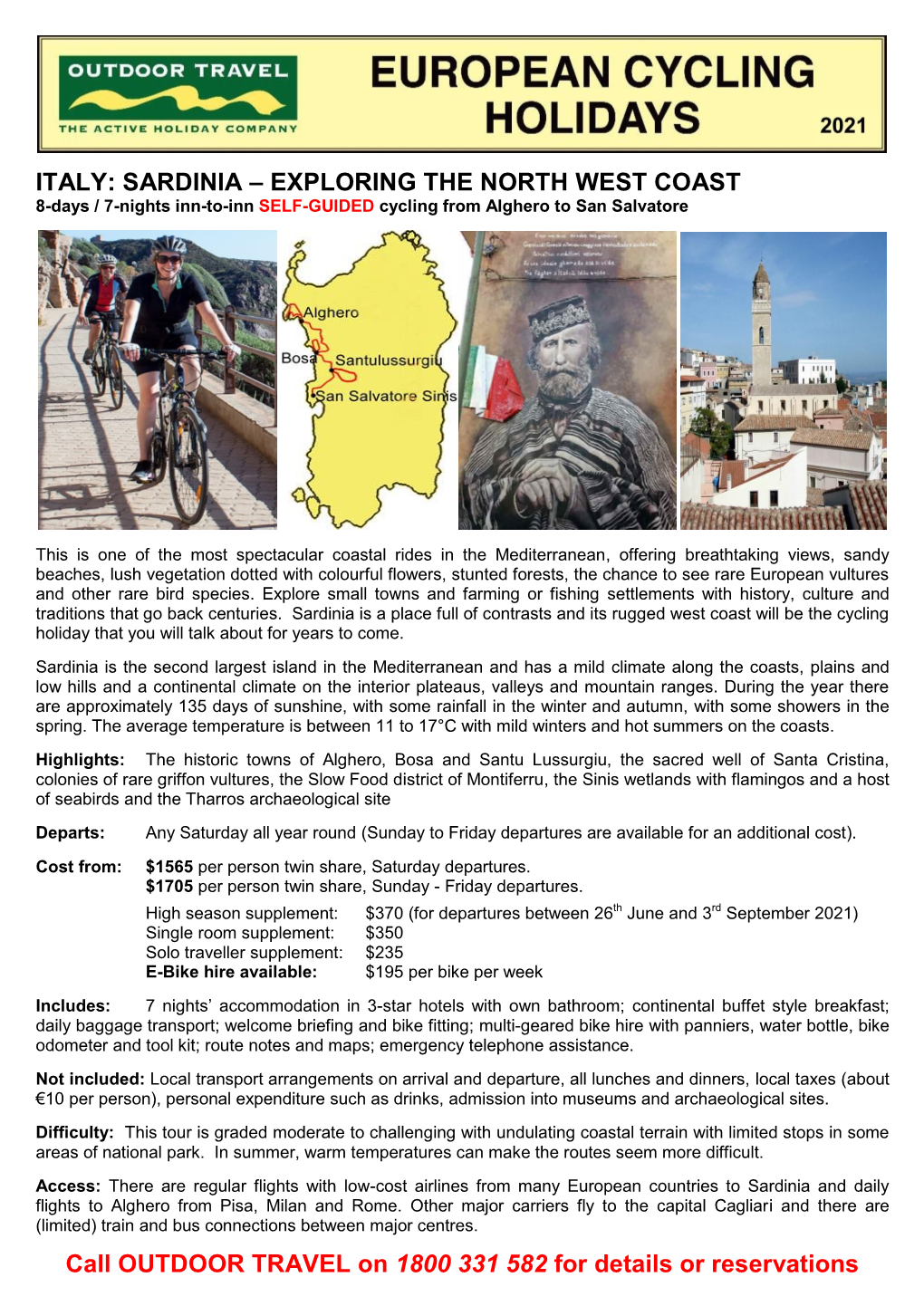 Italy Sardinia Self-Guided Cycling