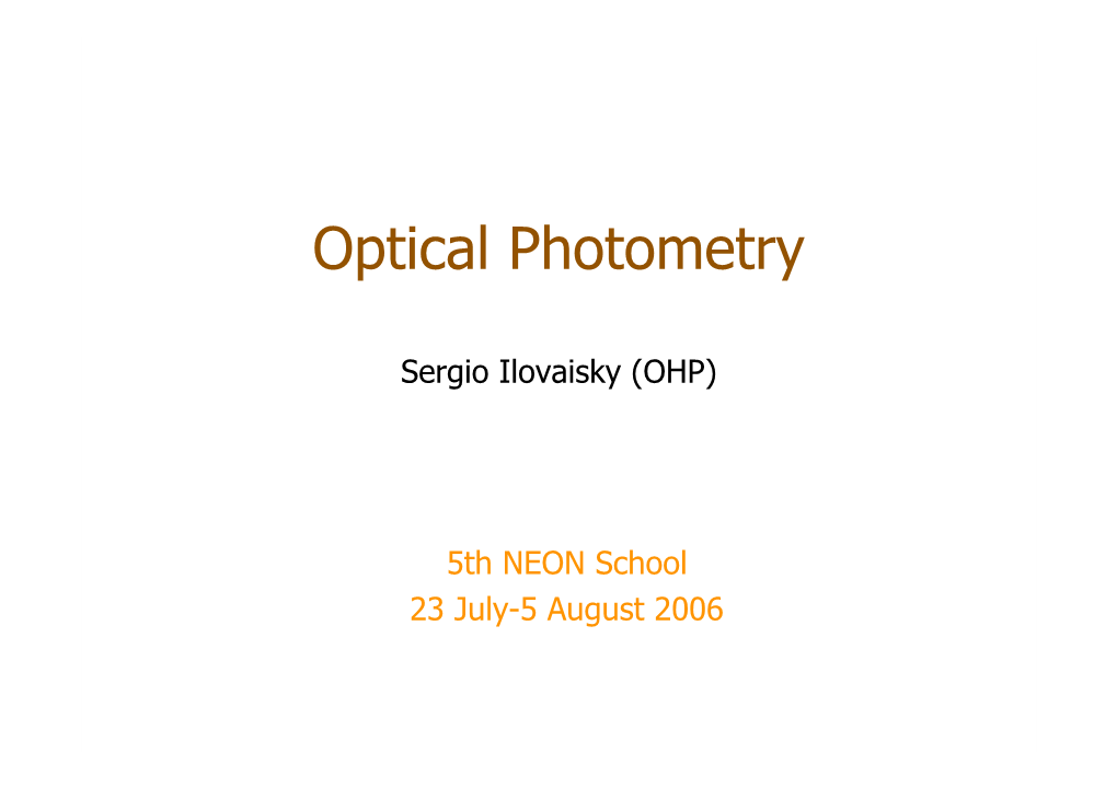 Optical Photometry
