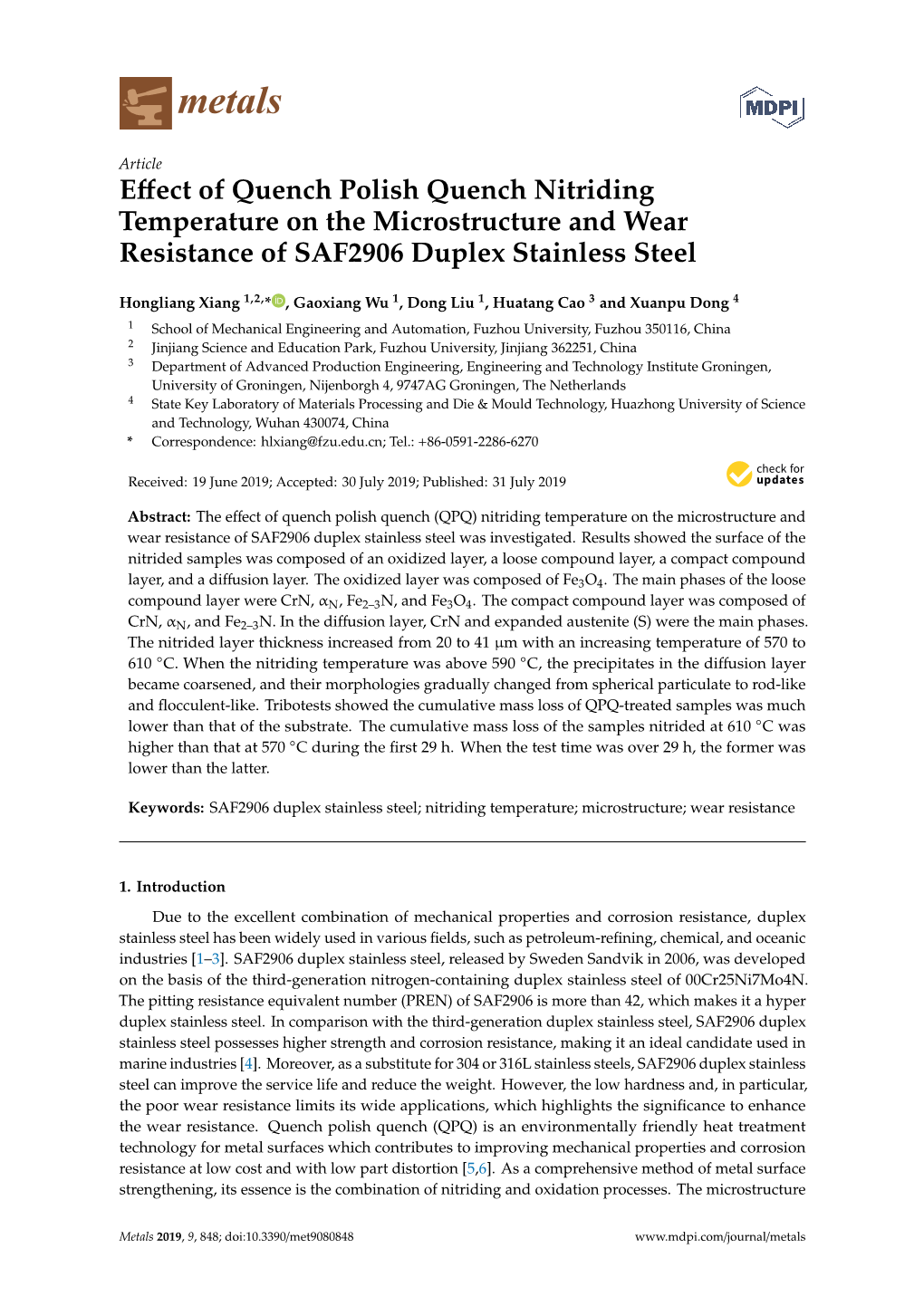 Effect of Quench Polish Quench Nitriding Temperature on The