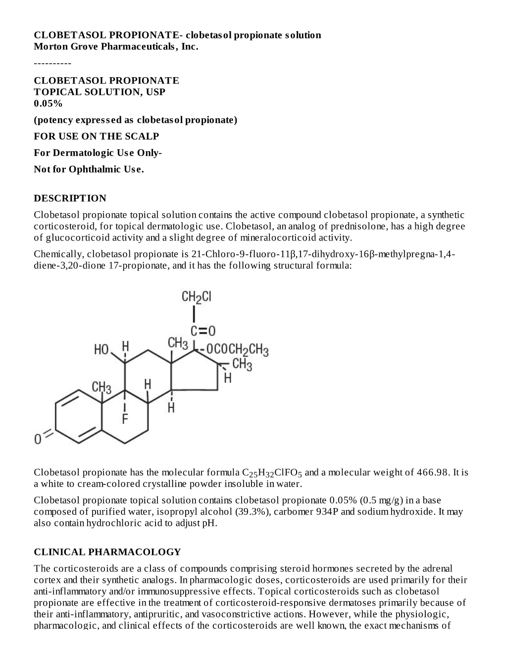 Clobetasol Propionatetopical Solution, Usp0.05%