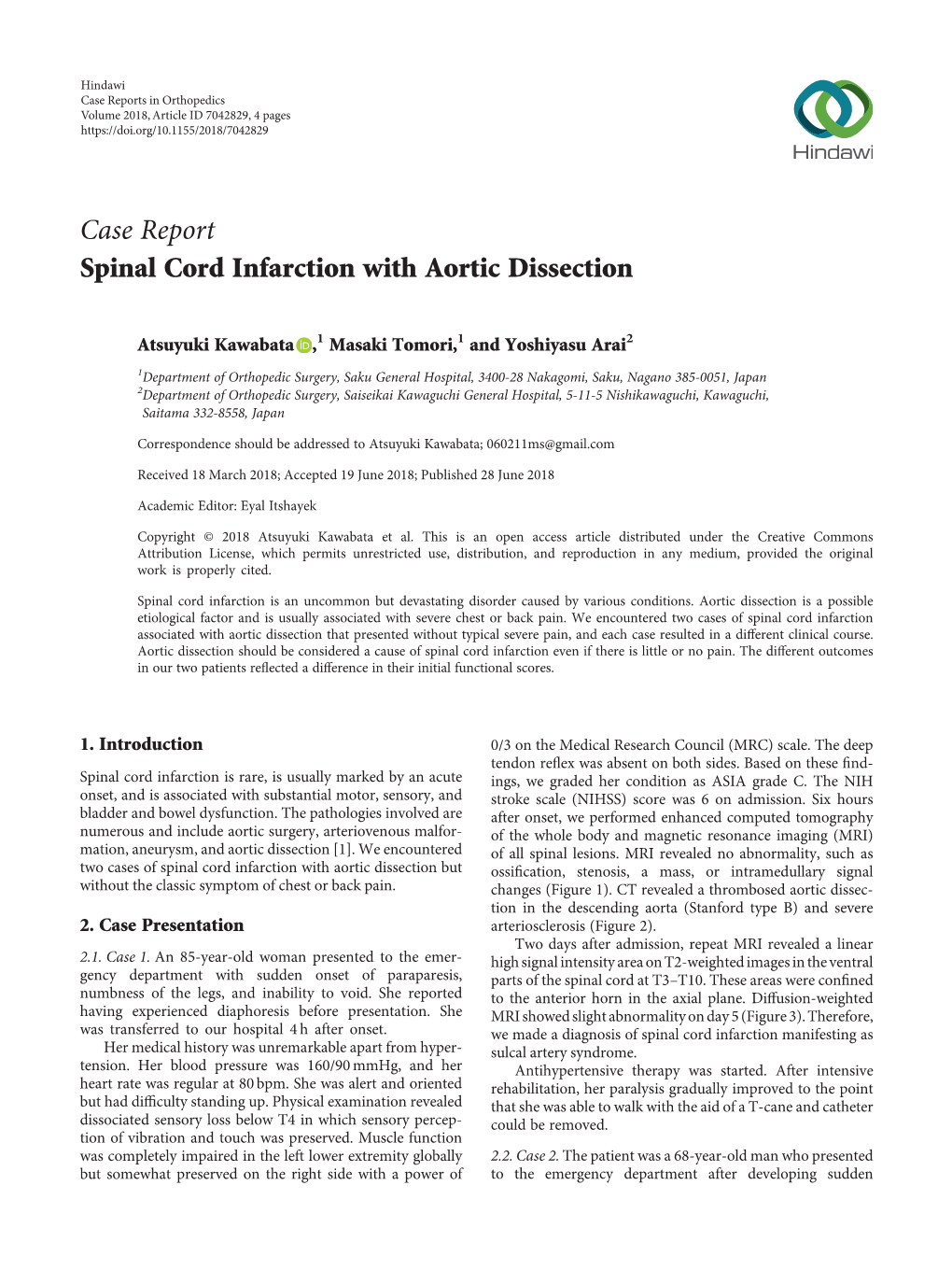 Spinal Cord Infarction with Aortic Dissection