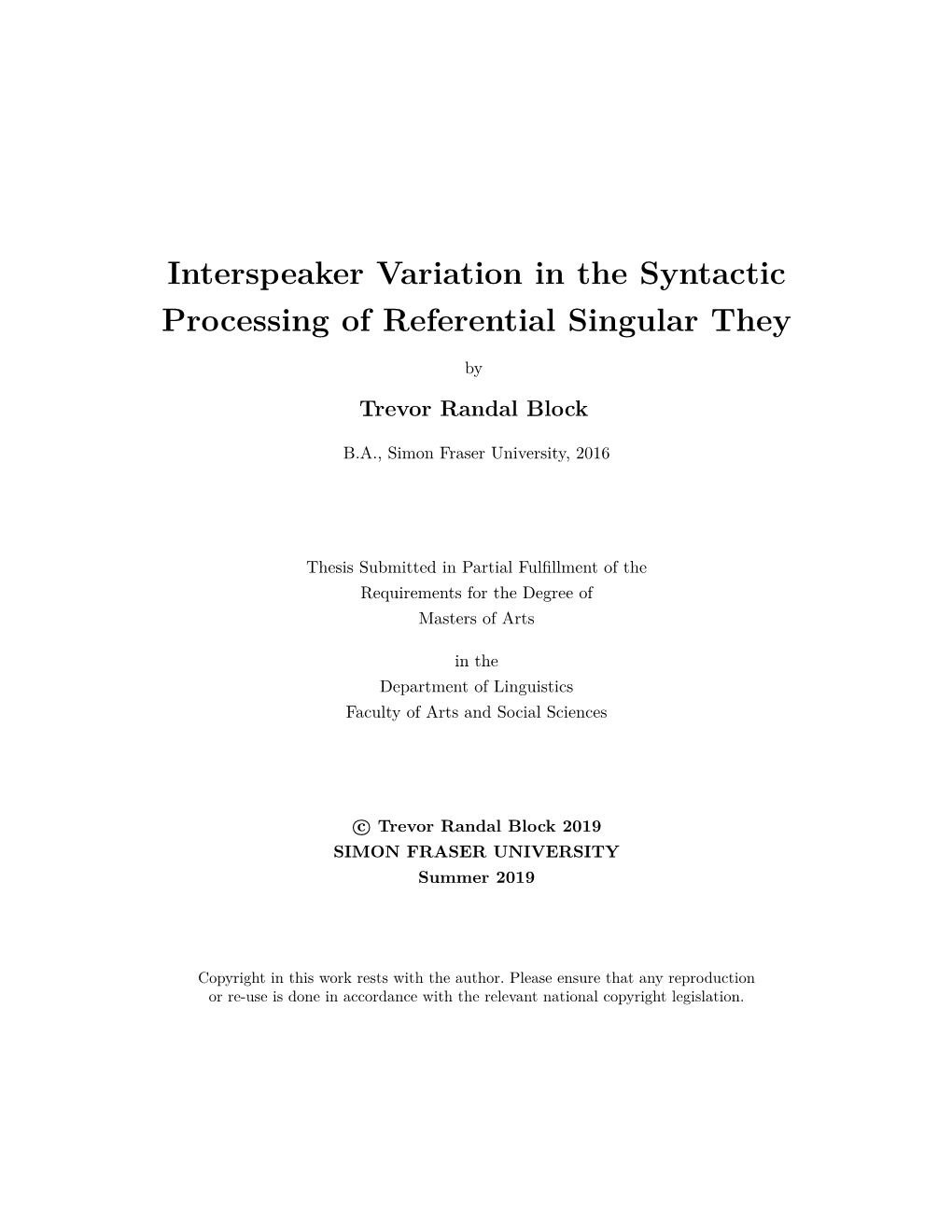 Interspeaker Variation in the Syntactic Processing of Referential Singular They