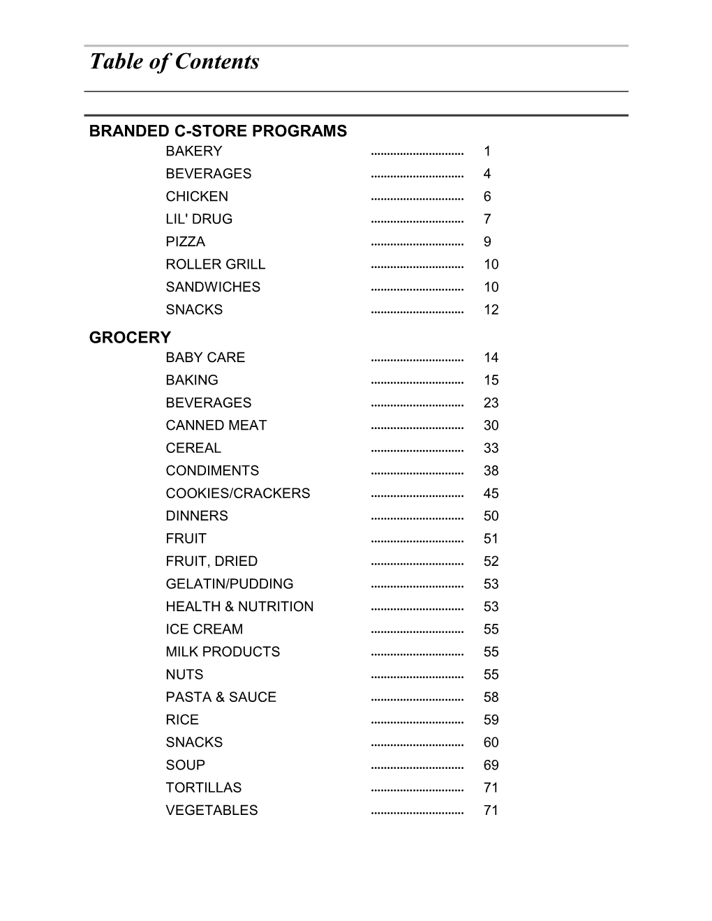 Table of Contents