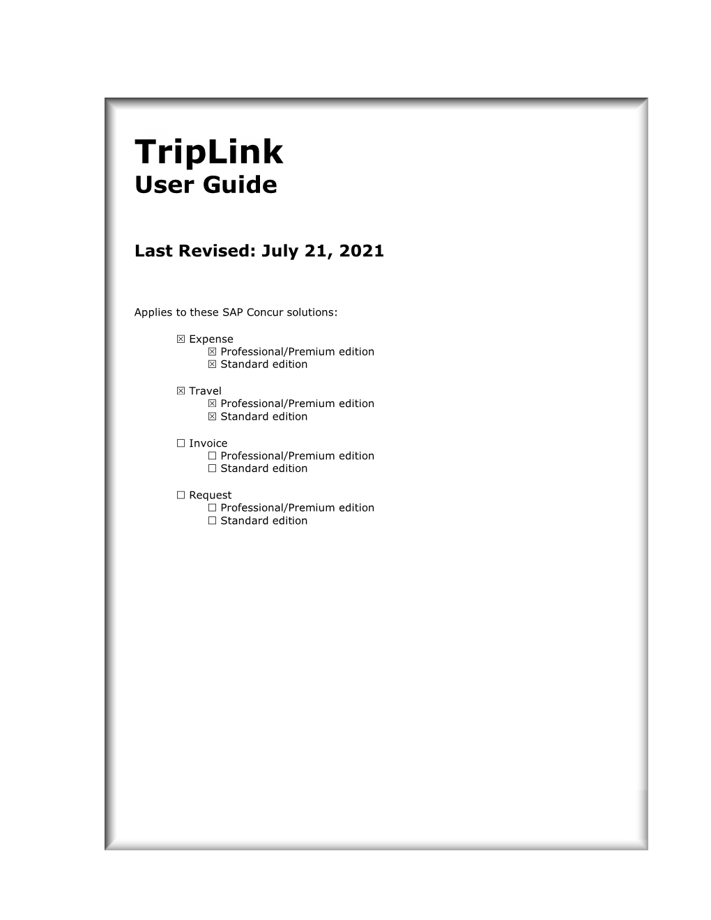 Triplink: User Guide Professional and Standard