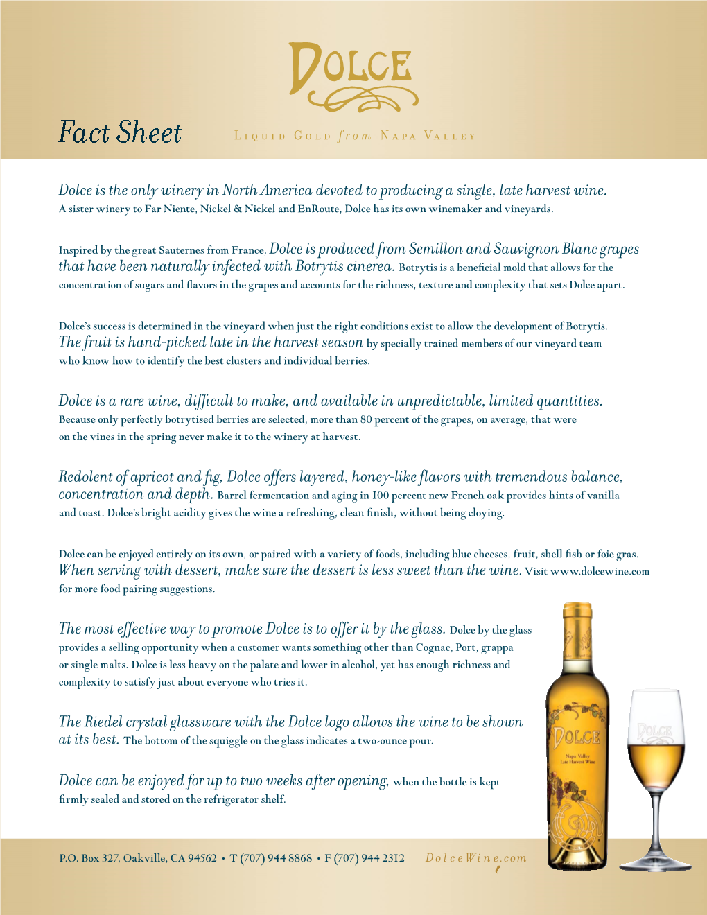 Fact Sheet Liquid Gold from Napa Valley