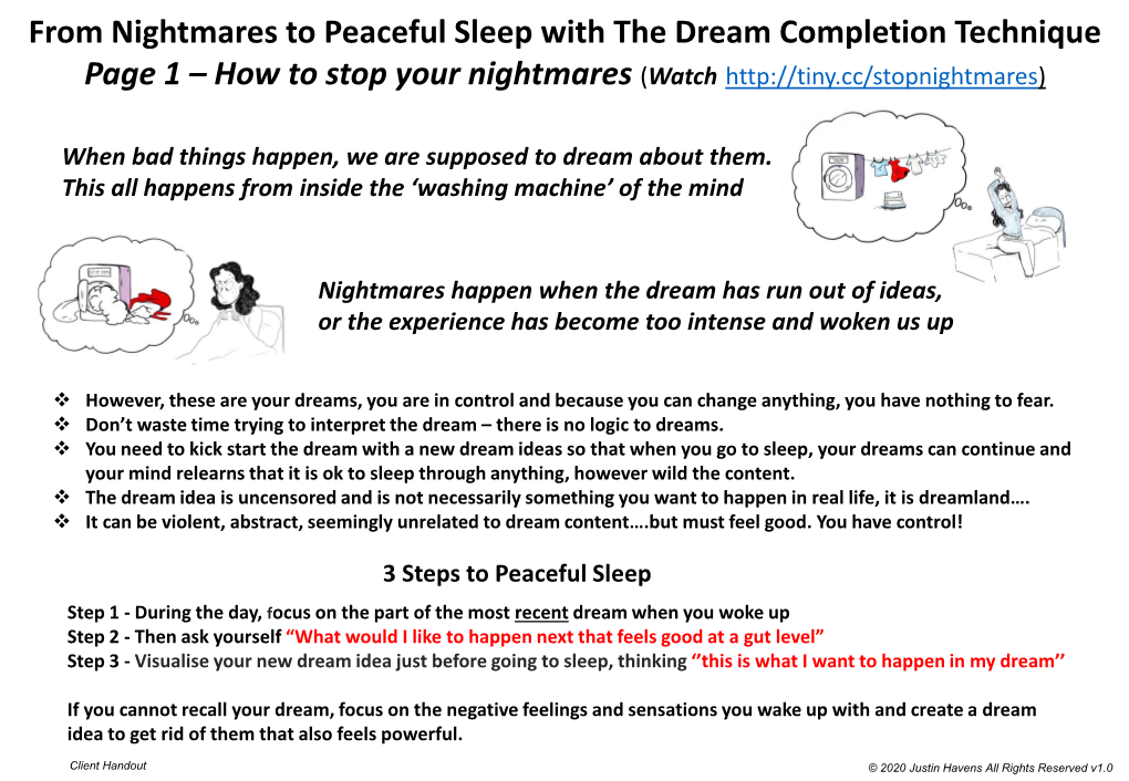 From Nightmares to Peaceful Sleep with the Dream Completion Technique Page 1 – How to Stop Your Nightmares (Watch