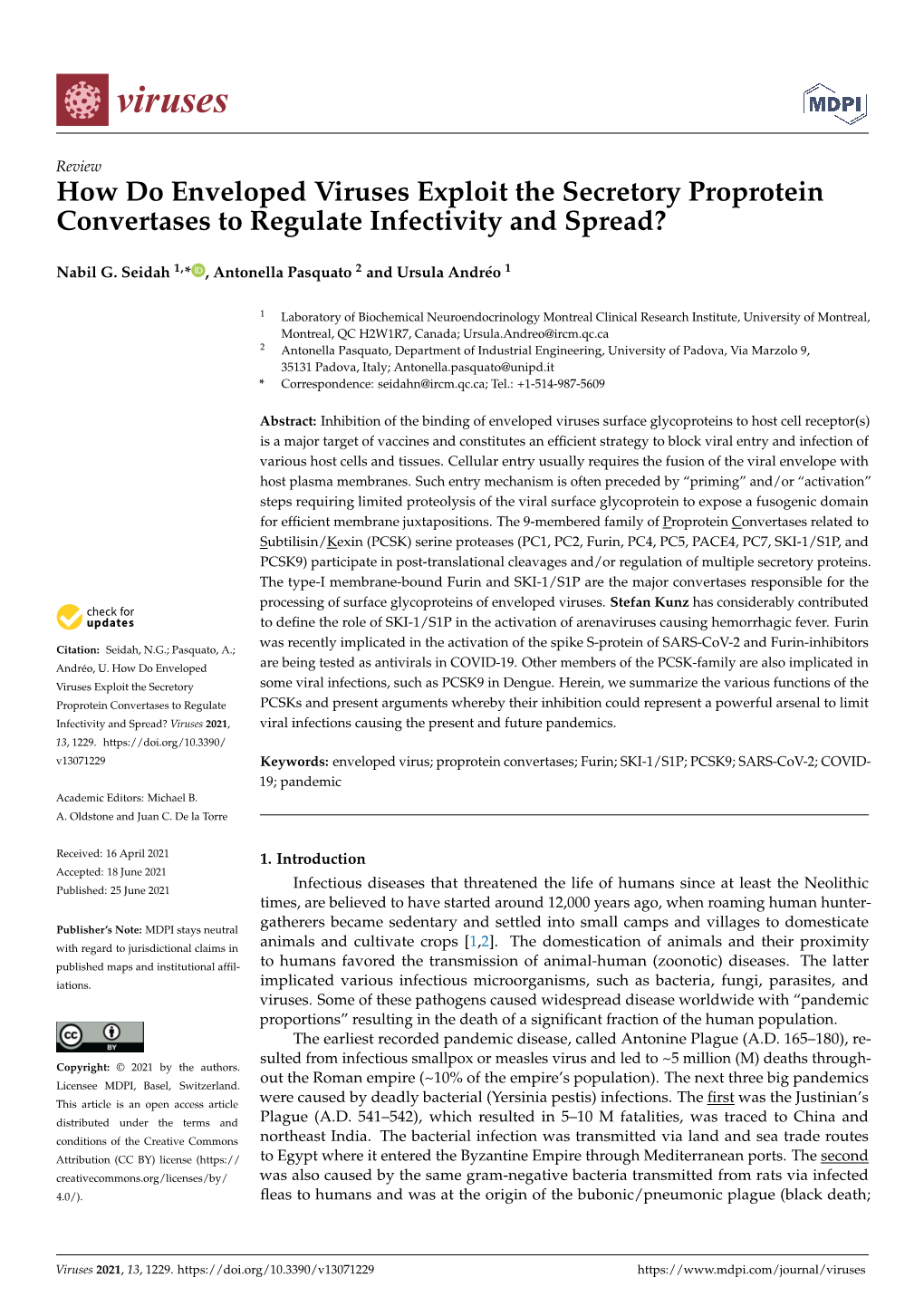 How Do Enveloped Viruses Exploit the Secretory Proprotein Convertases to Regulate Infectivity and Spread?