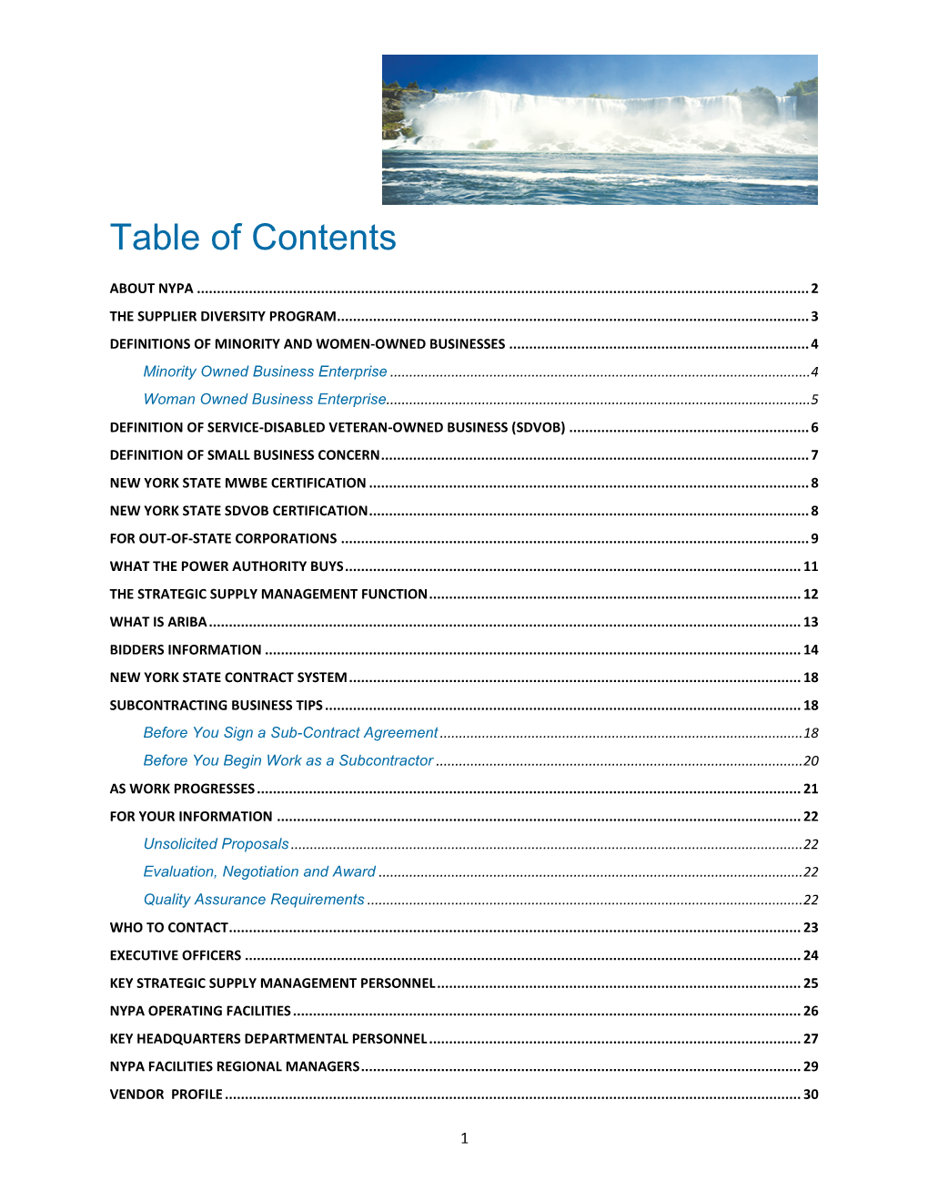 Table of Contents