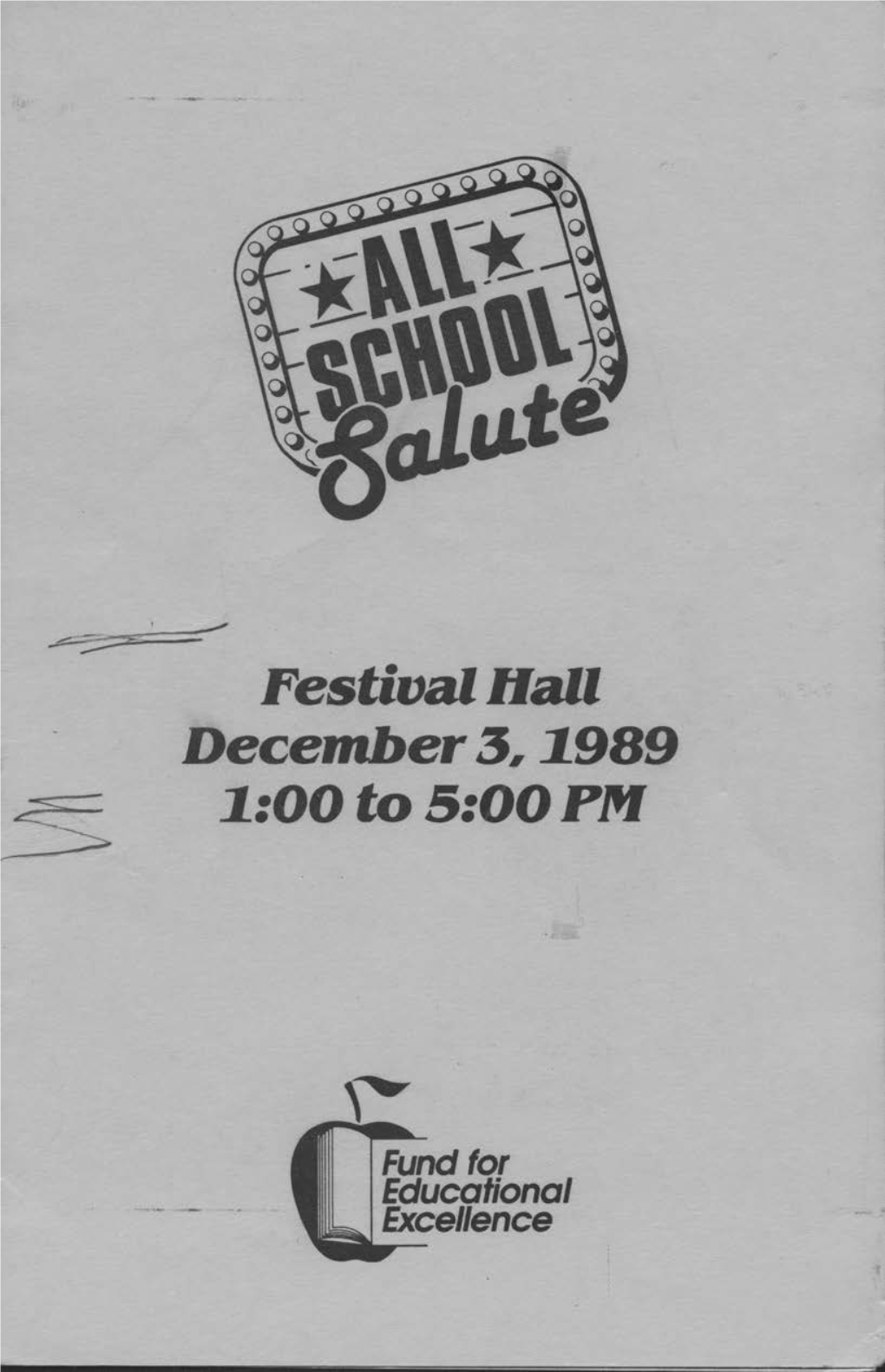 Festival Hall December 3, ~989 ~:Ooto 5:00 PM