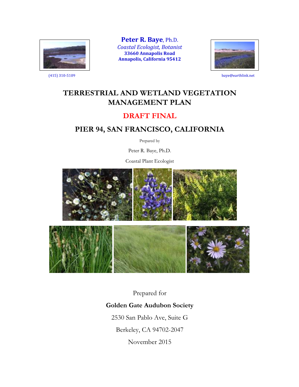 Terrestrial and Wetland Vegetation Management Plan Draft Final Pier 94, San Francisco, California