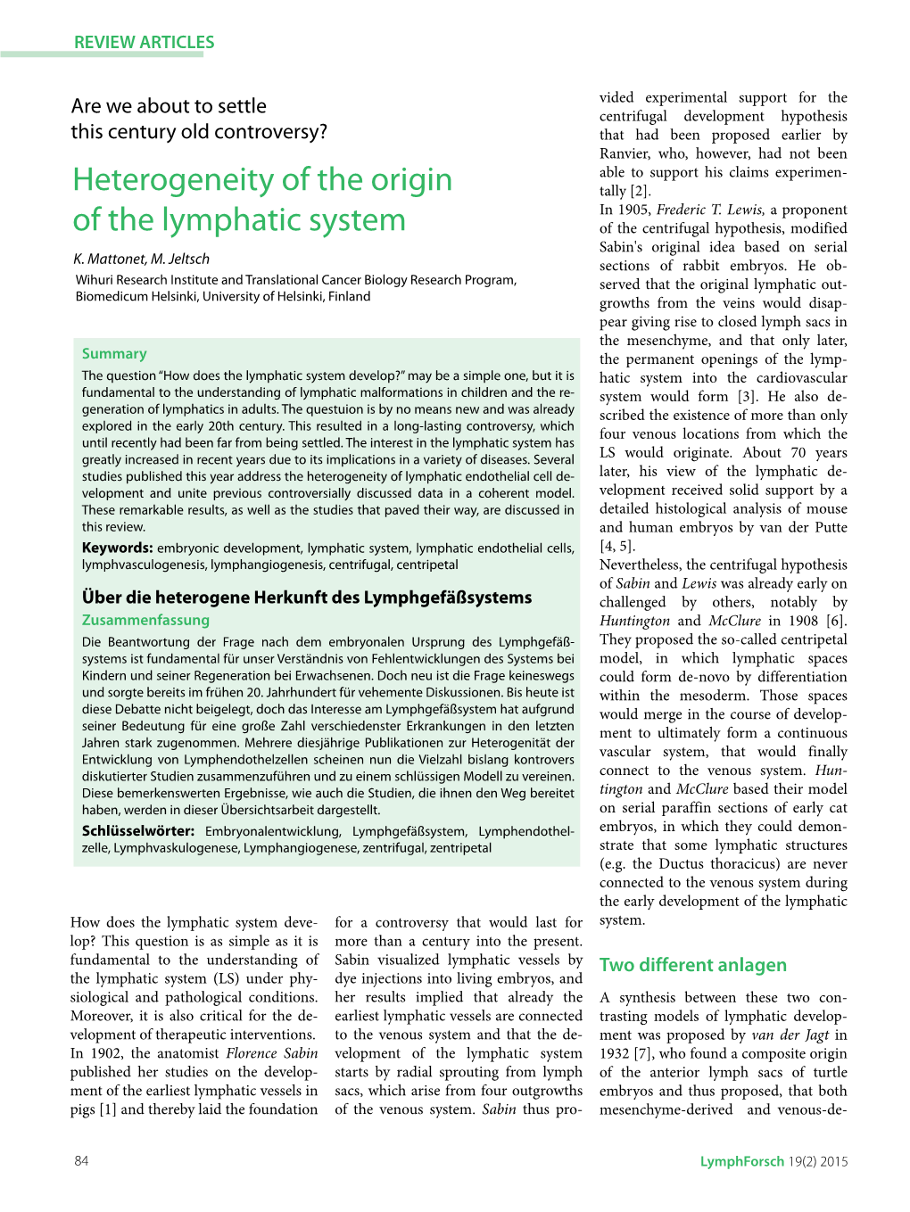 Mattonet & Jeltsch 2015: Heterogeneity of the Origin of The