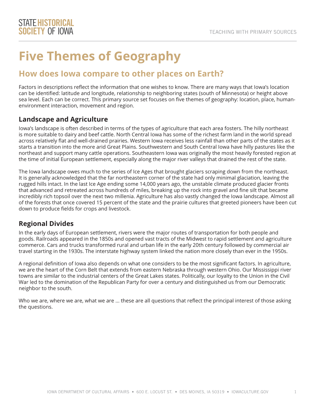 Five Themes of Geography Teaching Guide