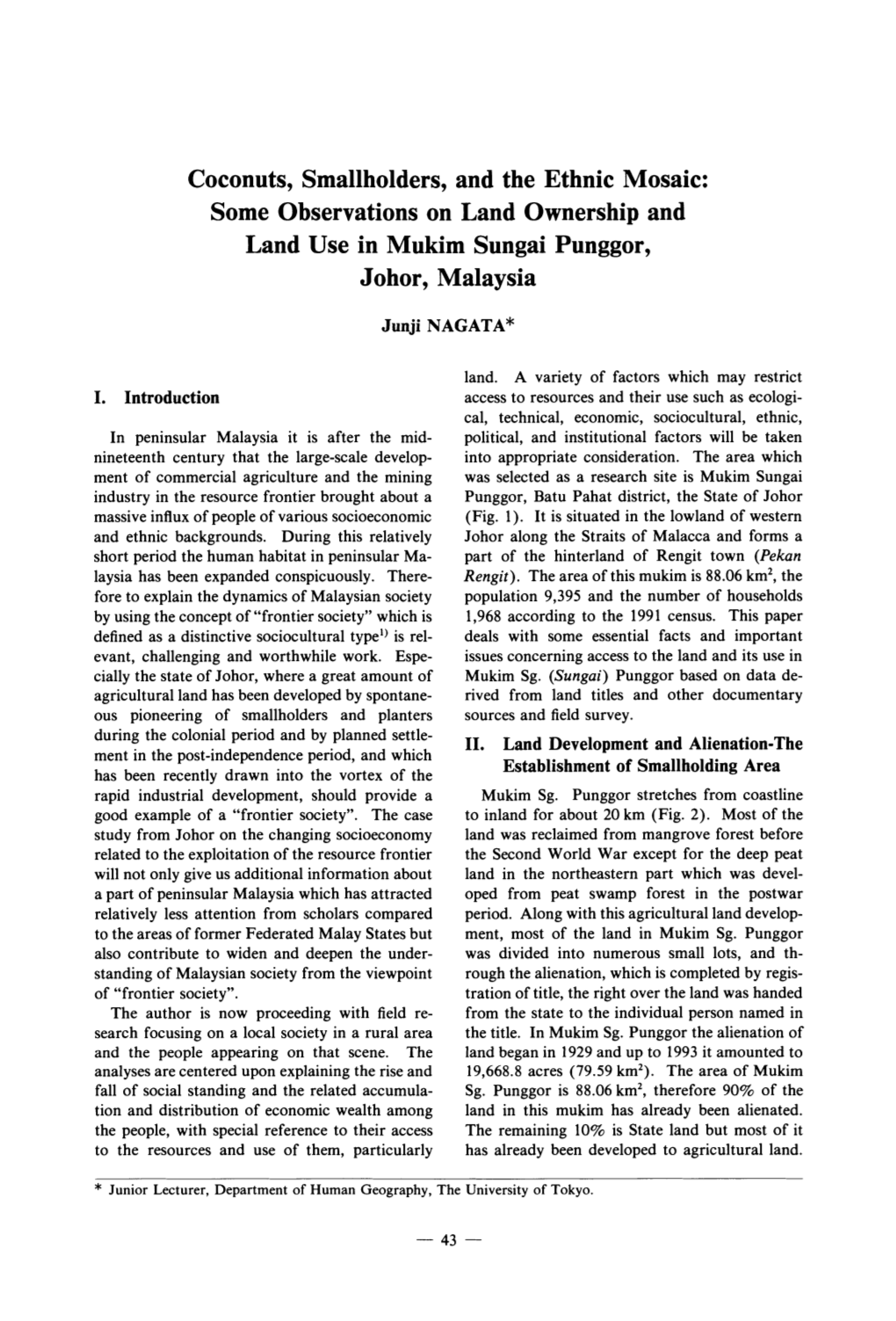 Land Use in Mukim Sungai Punggor, Johor, Malaysia