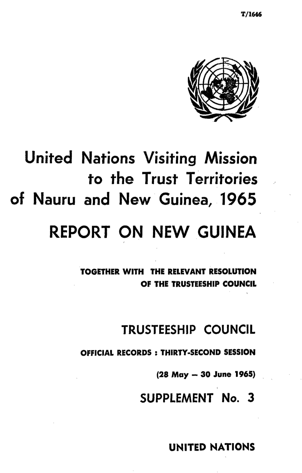 United Nations Visiting Mission to the Trust Territories of Nauru and New Guinea, 1965