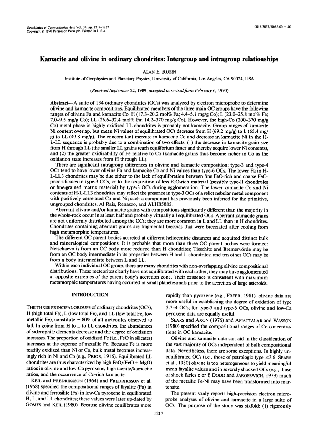 Kamacite and Olivine in Ordinary Chondrites: Intergroup and Intragroup Relationships