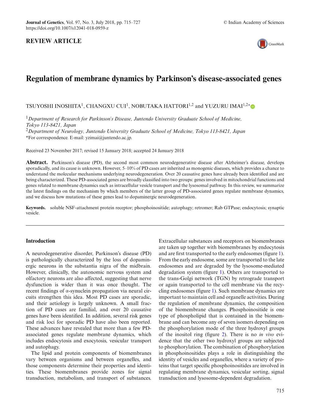 Regulation of Membrane Dynamics by Parkinson's Disease-Associated