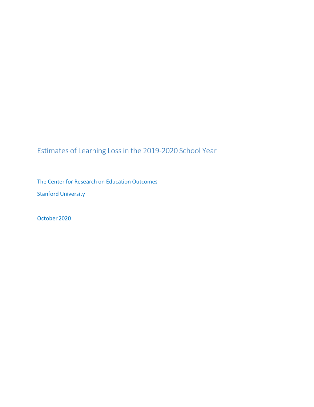 Estimates of Learning Loss in the 2019-2020 School Year