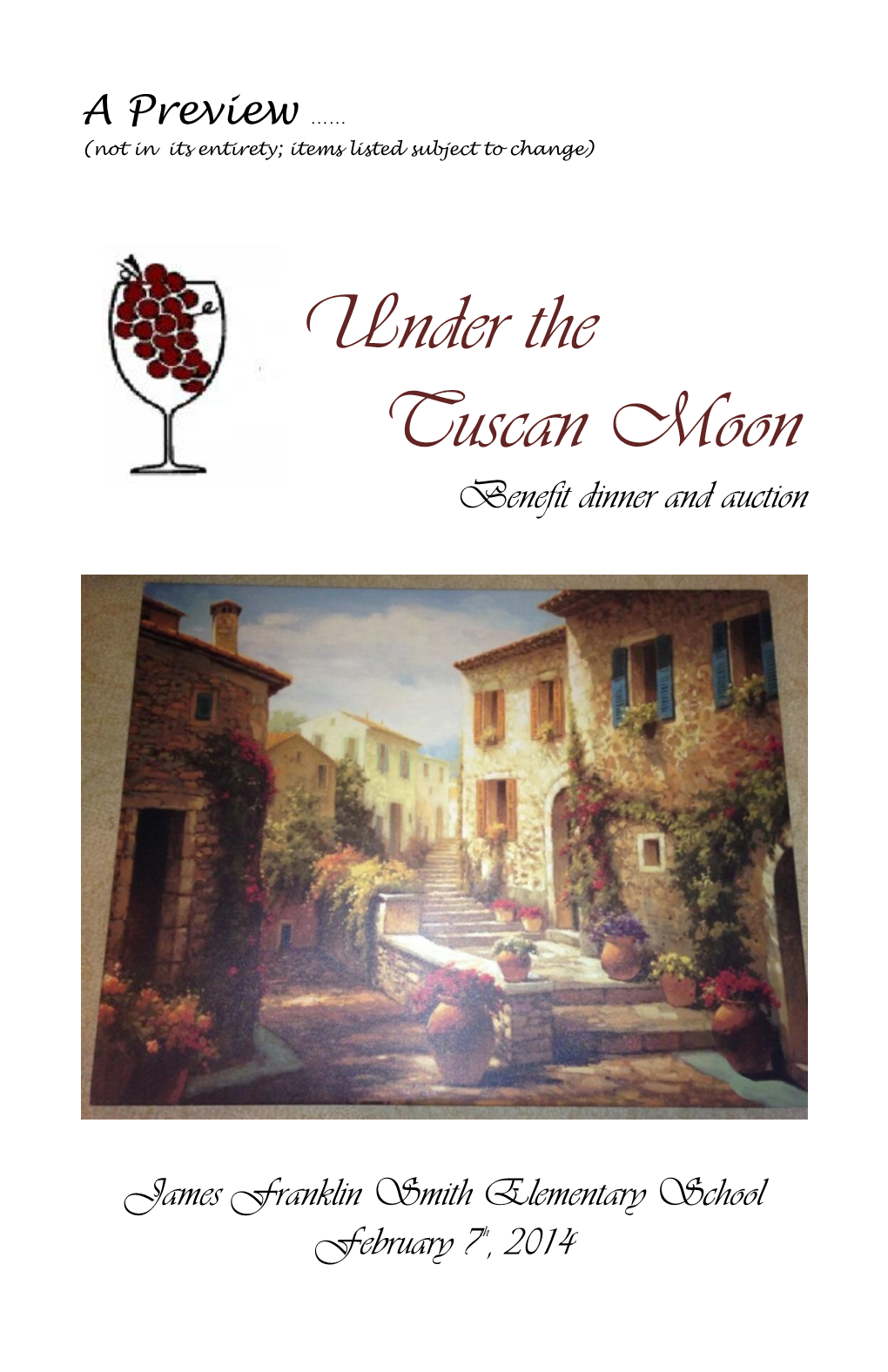 Under the Tuscan Moon Benefit Dinner and Auction