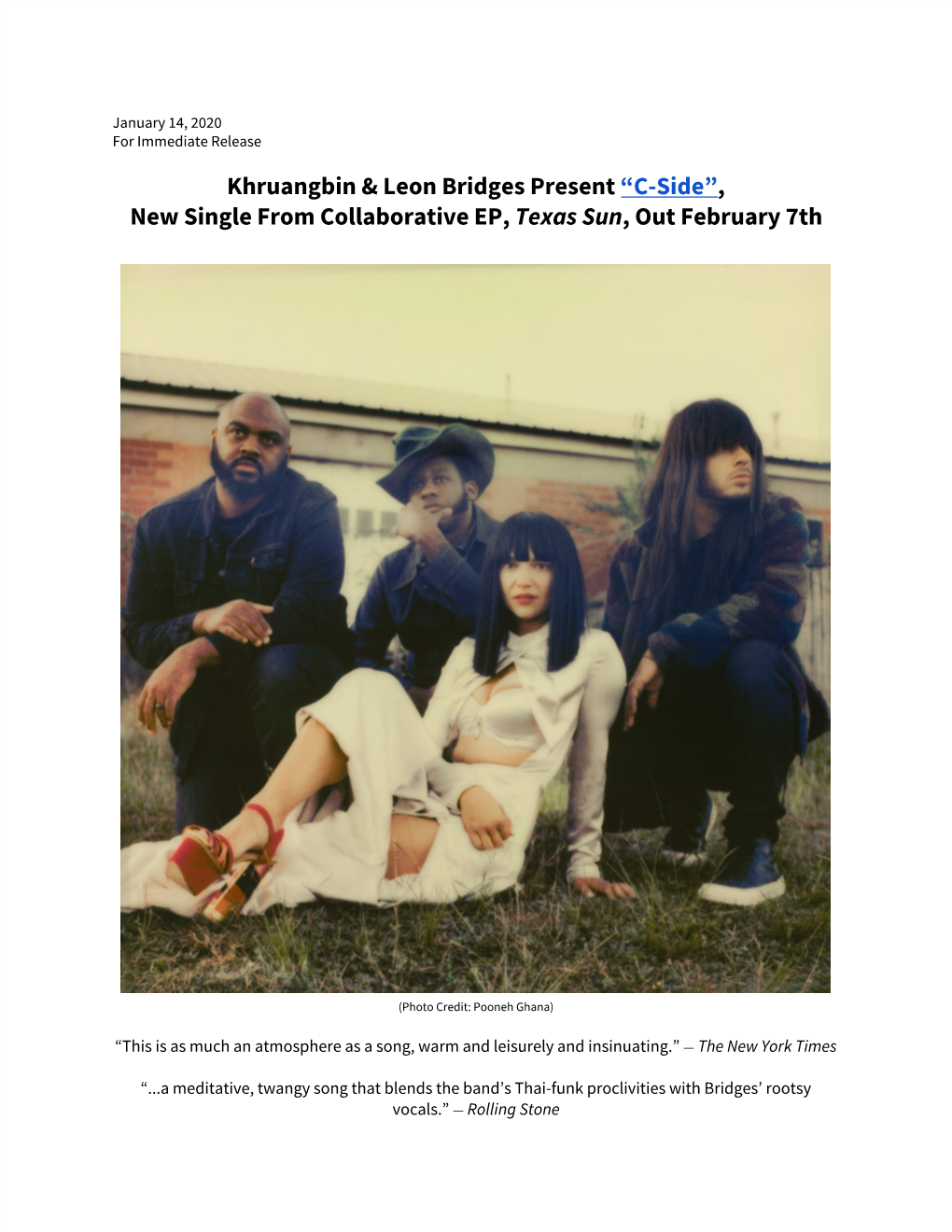 Khruangbin & Leon Bridges Present ​“C-Side”​, New Single From