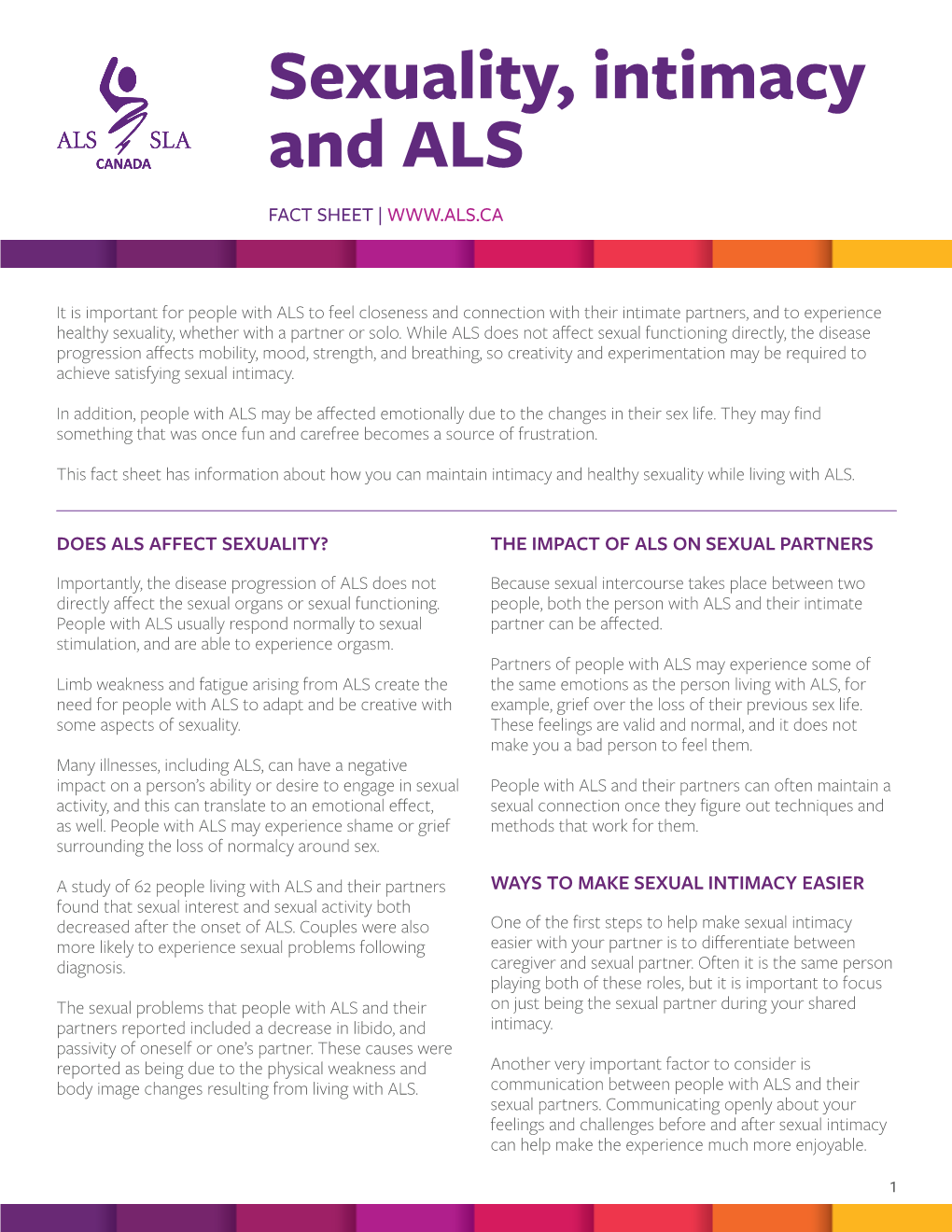 Sexuality, Intimacy and ALS FACT SHEET |