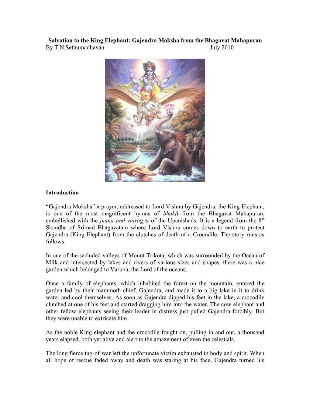 Gajendra Moksha: Gajendra S Prayers of Surrender to Lord Vishnu Jai Guru Devhome