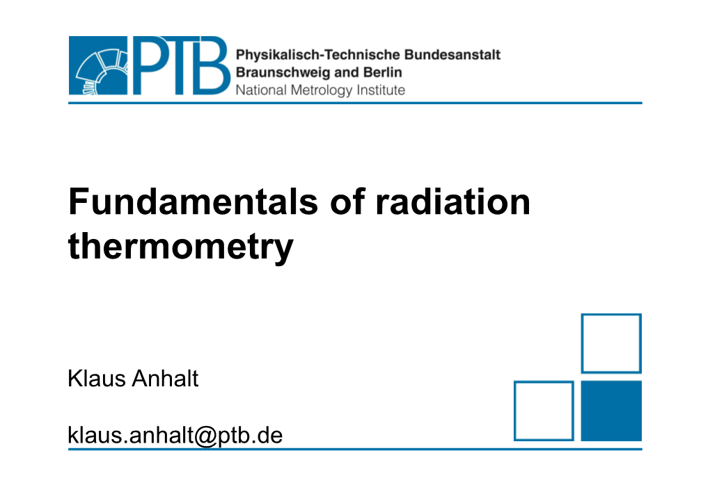 Fundamentals of Radiation Thermometry