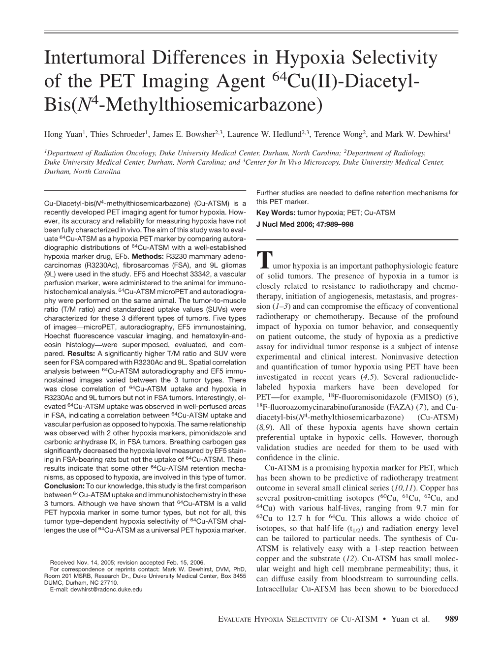 Intertumoral Differences in Hypoxia Selectivity of the PET Imaging Agent 64Cu(II)-Diacetyl- Bis(N4-Methylthiosemicarbazone)