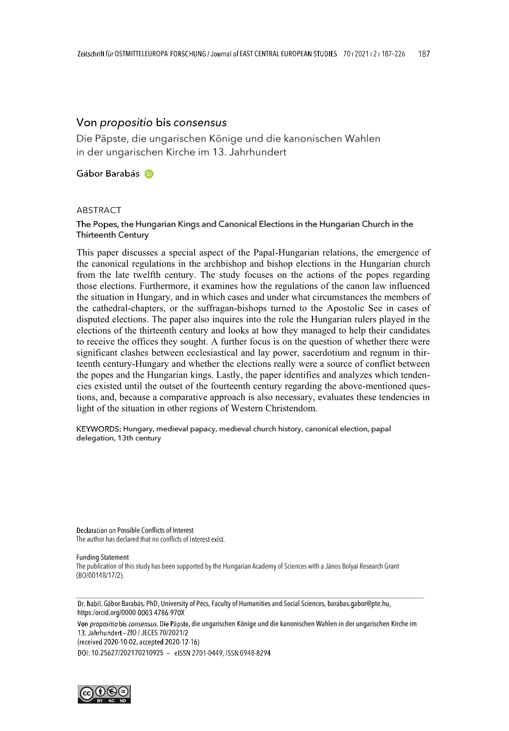 This Paper Discusses a Special Aspect of the Papal-Hungarian Relations