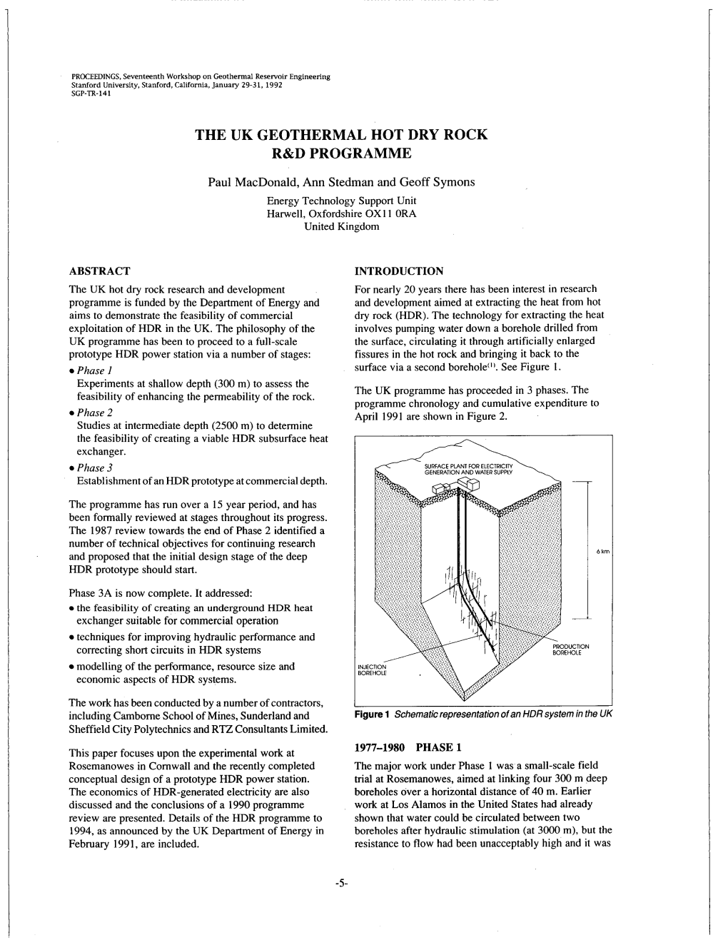 The Uk Geothermal Hot Dry Rock R&D Programme