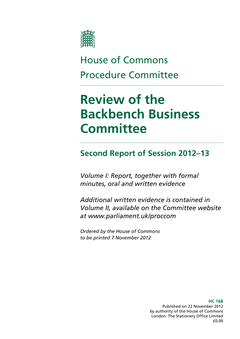 Review of the Backbench Business Committee