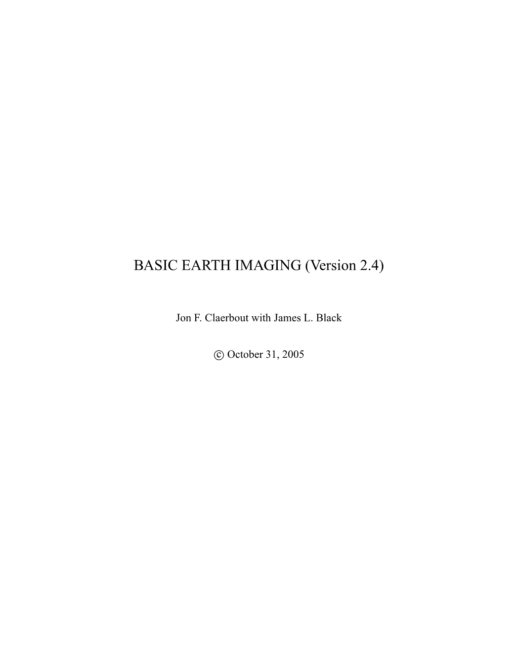 BASIC EARTH IMAGING (Version 2.4)