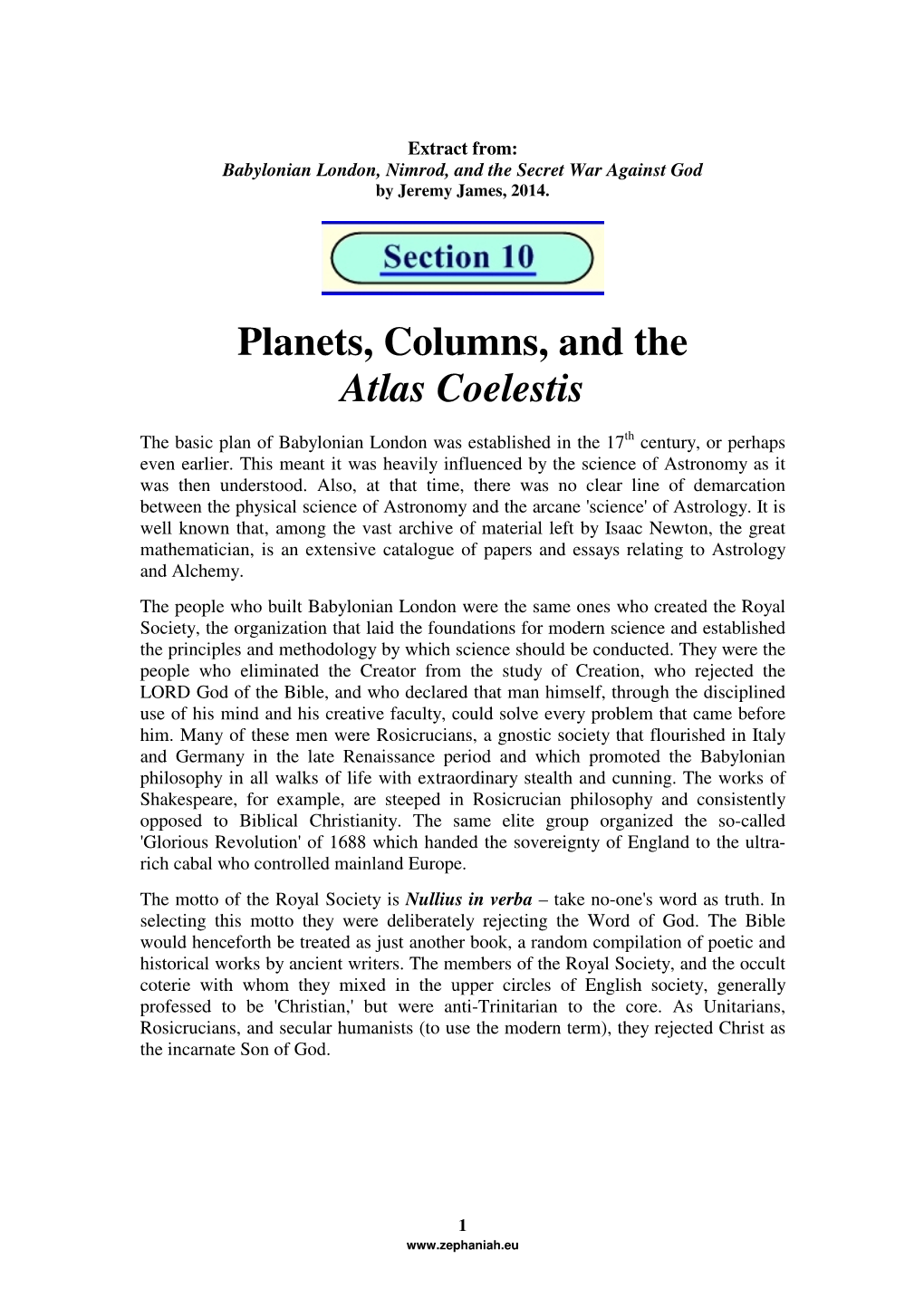 Planets, Columns, and the Atlas Coelestis