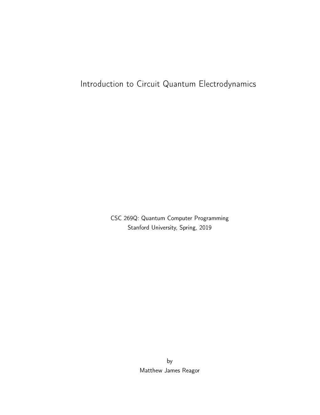 Introduction to Circuit Quantum Electrodynamics