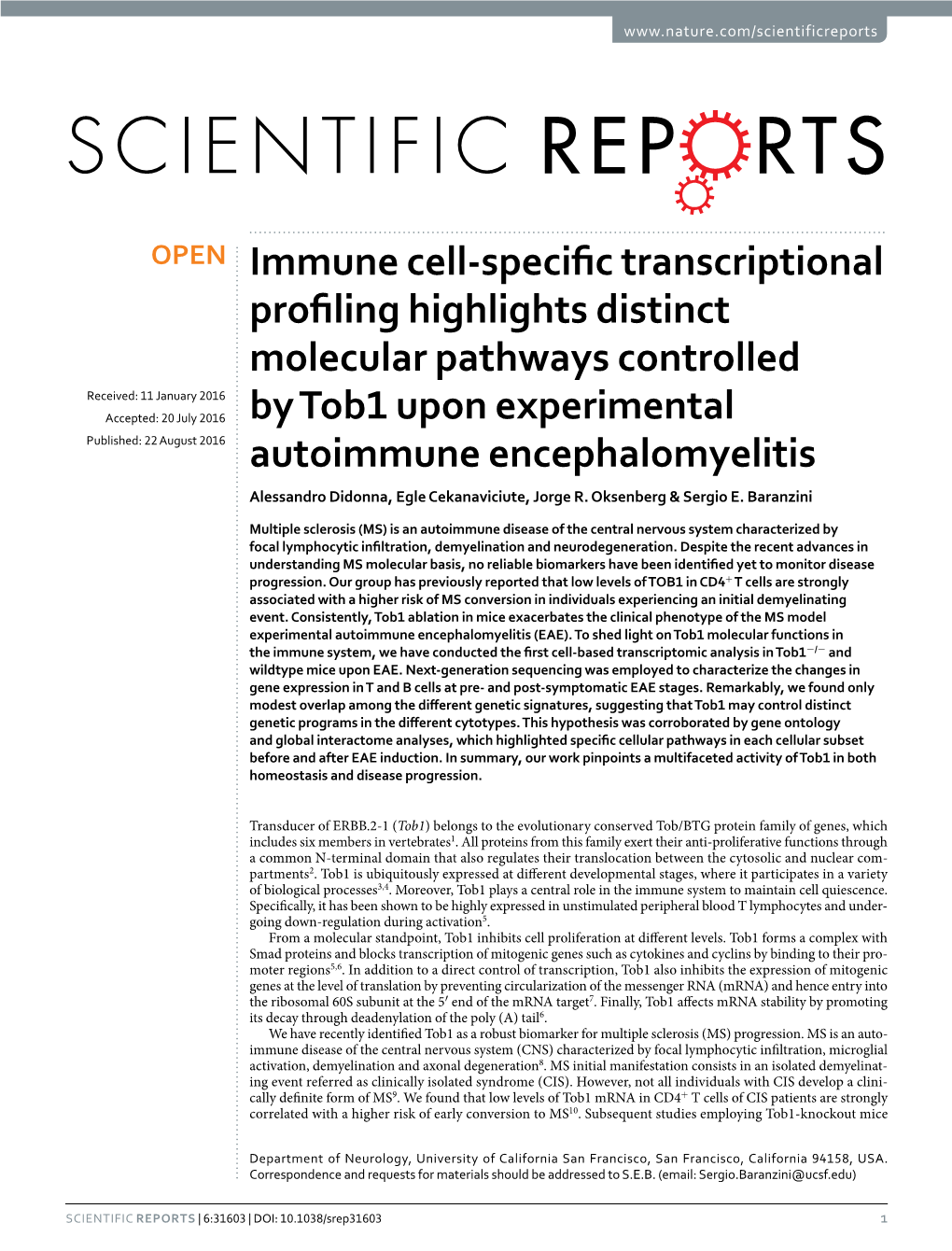 Immune Cell-Specific Transcriptional Profiling Highlights Distinct