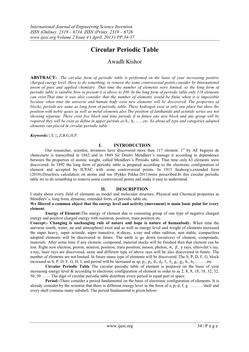 Circular Periodic Table Awadh Kishor