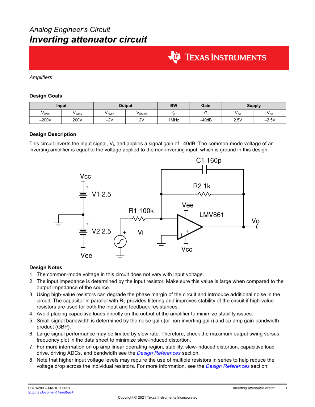 Inverting Attenuator Circuit