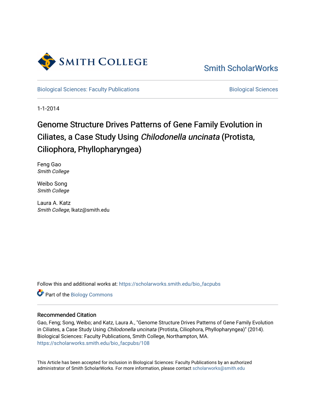 Genome Structure Drives Patterns of Gene Family Evolution in Ciliates, a Case Study Using Chilodonella Uncinata (Protista, Ciliophora, Phyllopharyngea)