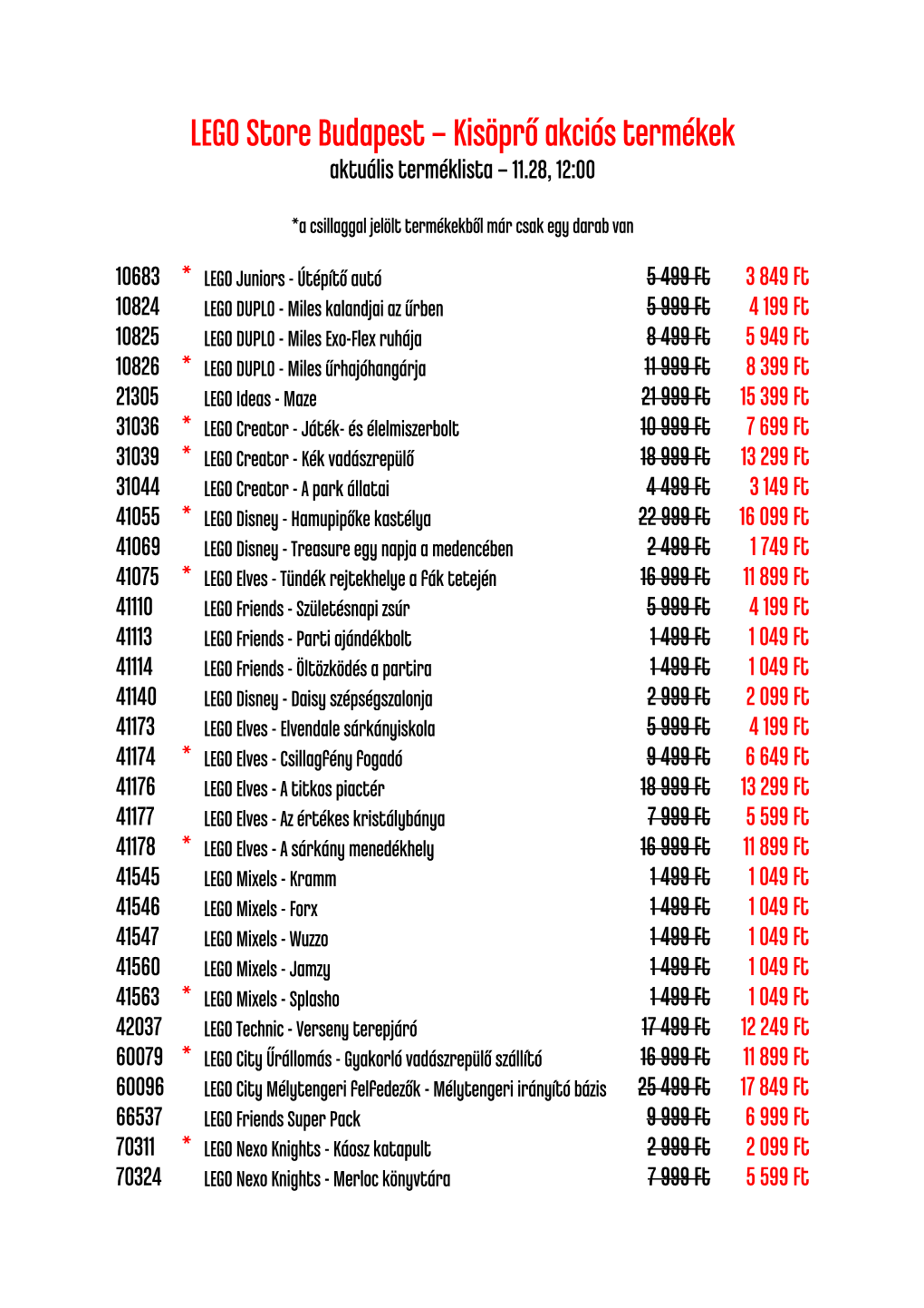 Kisöprő Akciós Termékek Aktuális Terméklista – 11.28, 12:00