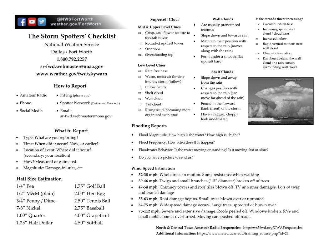 The Storm Spotters' Checklist