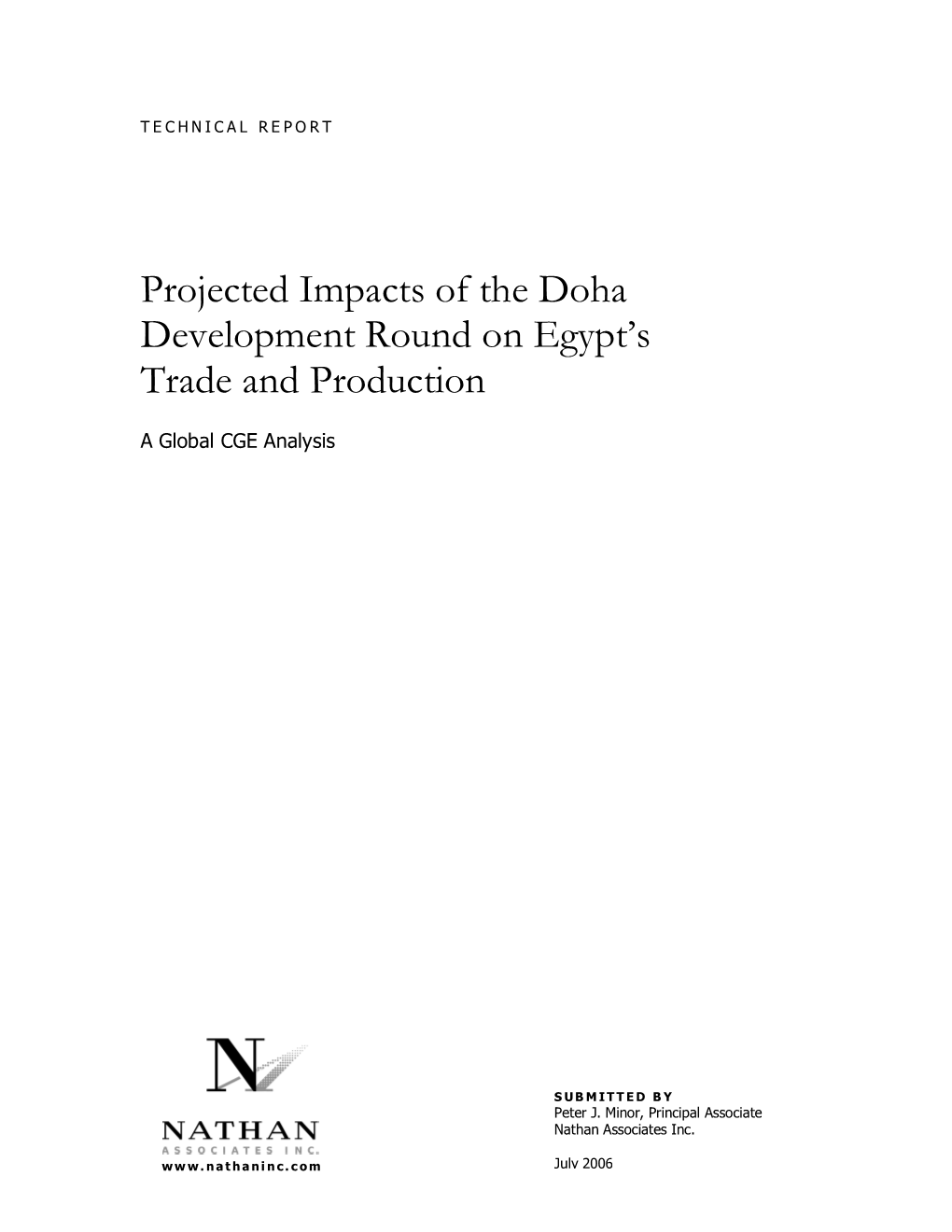 Projected Impacts of the Doha Development Round on Egypt's