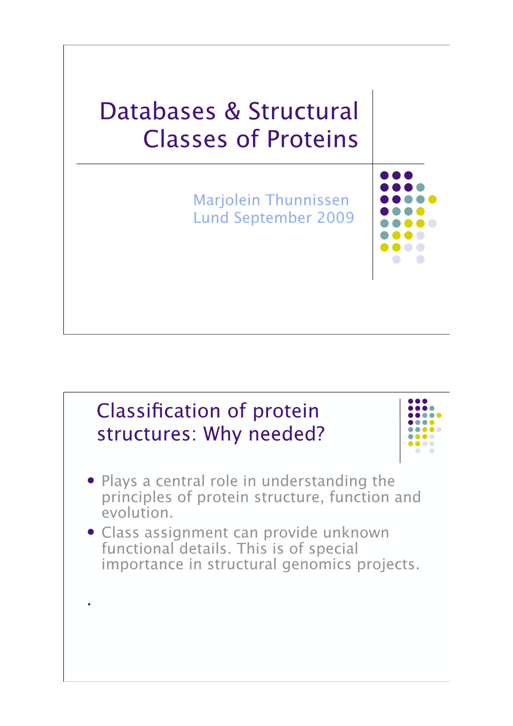 Databases & Structural Classes of Proteins