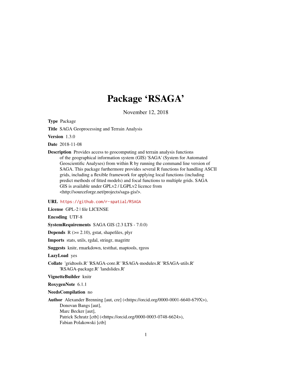 Package 'RSAGA'