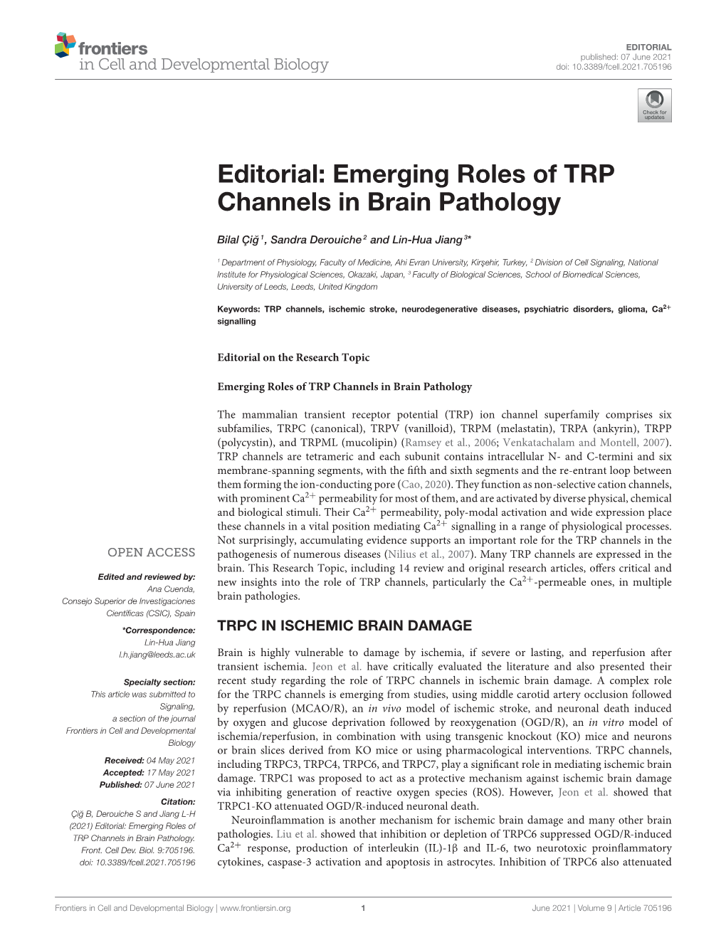 Emerging Roles of TRP Channels in Brain Pathology