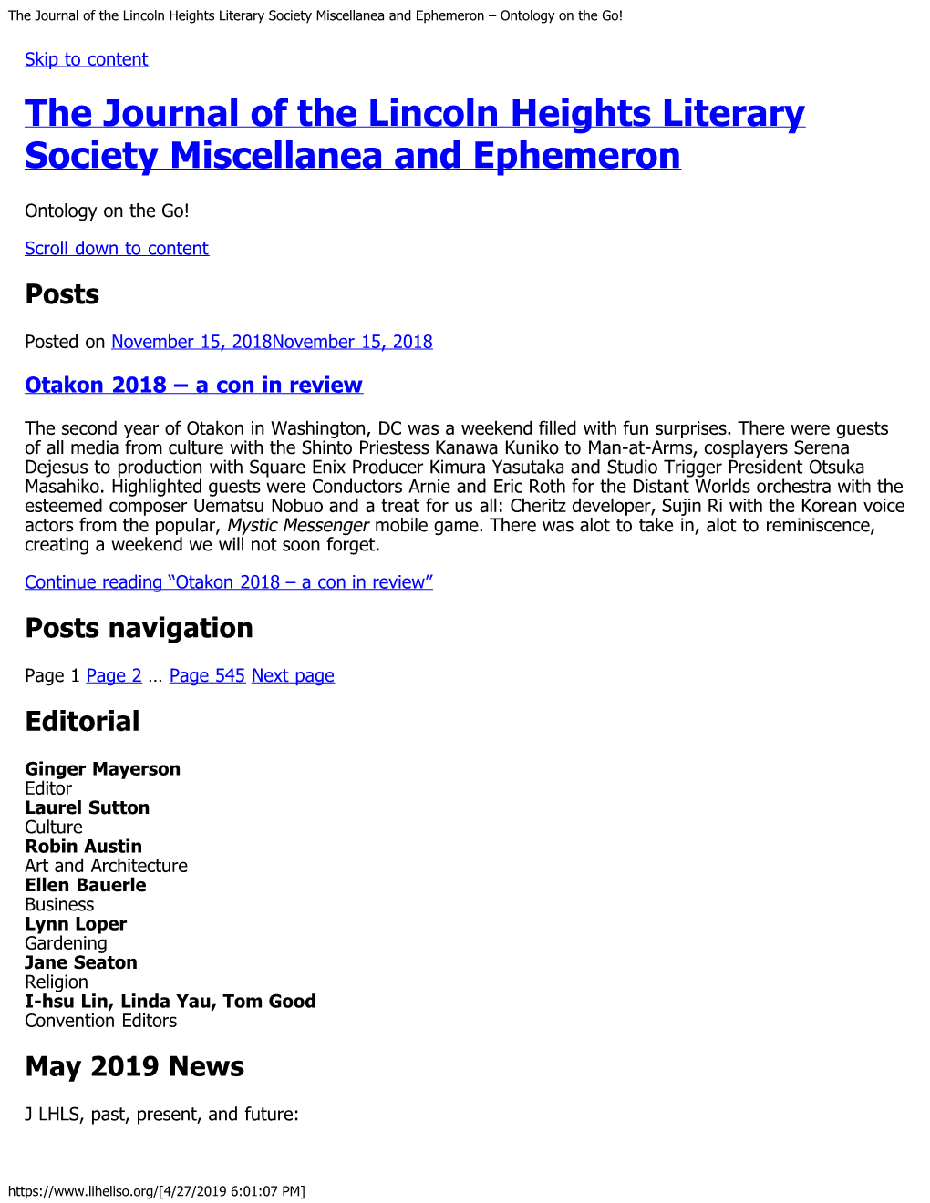 The Journal of the Lincoln Heights Literary Society Miscellanea and Ephemeron – Ontology on the Go!