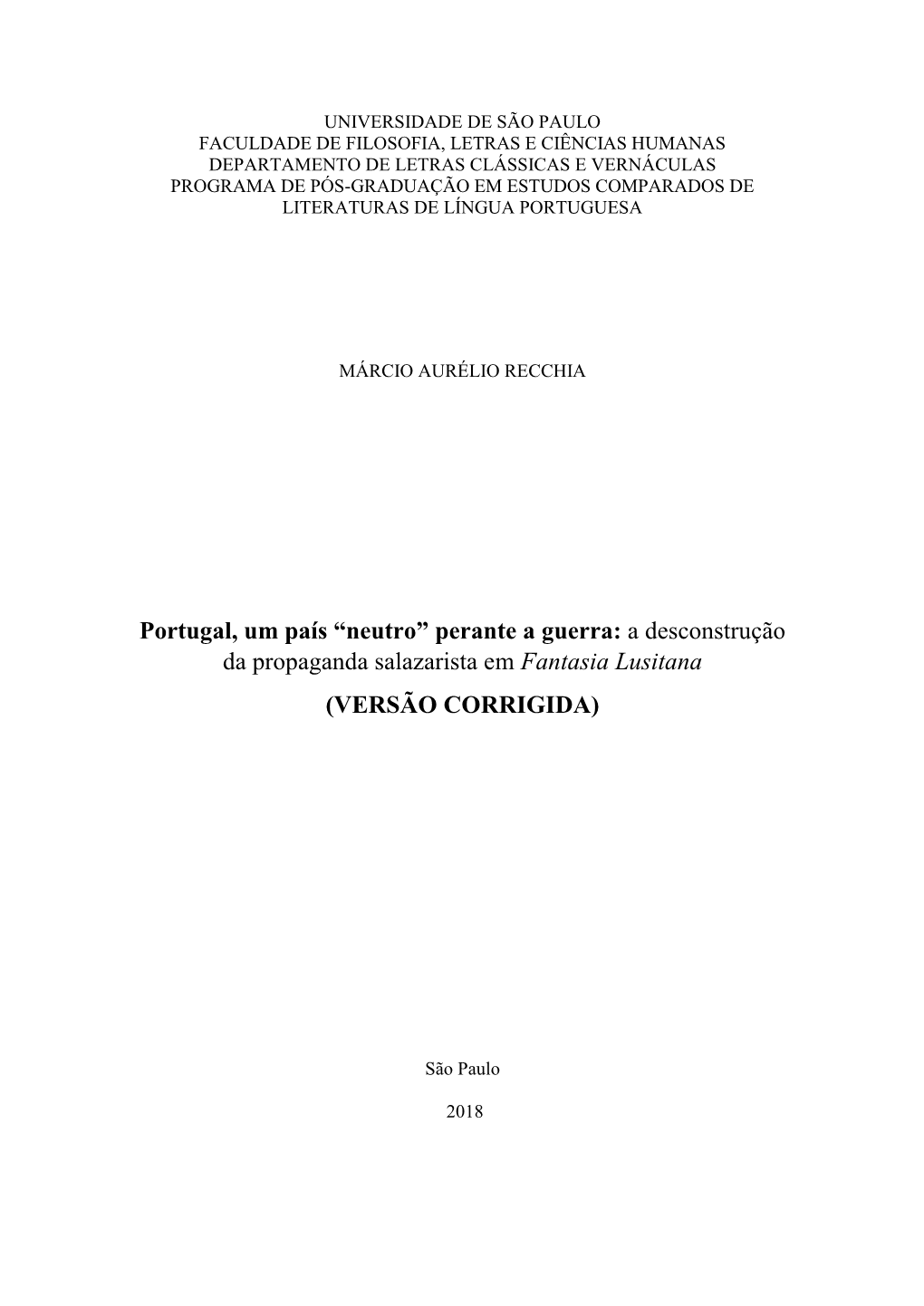 A Desconstrução Da Propaganda Salazarista Em Fantasia Lusitana (VERSÃO CORRIGIDA)