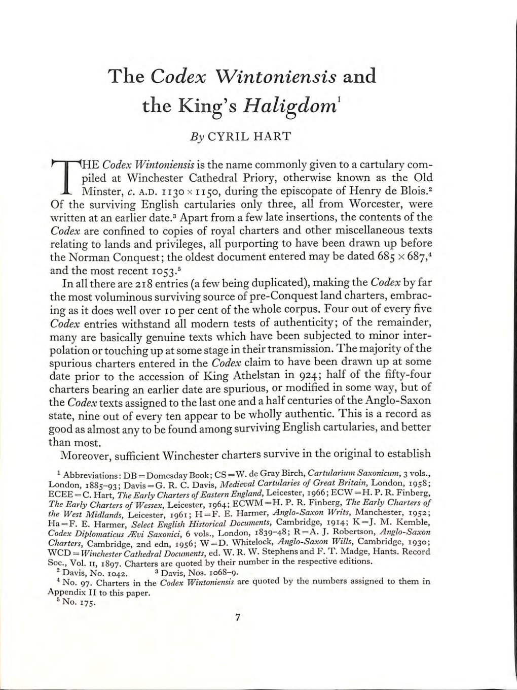 'The Codex Wintoniensis and the King's Haligdom'